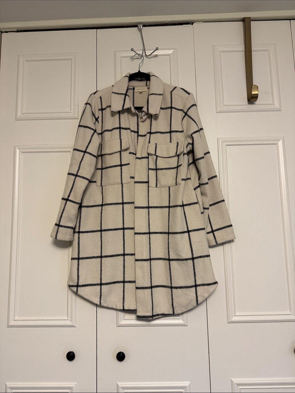 MELLODAY Cream & Black Windowpane Shacket
